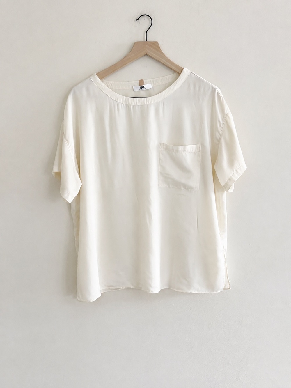 Lunya Washable Silk Oversized Pocket Tee Ivory Size Small